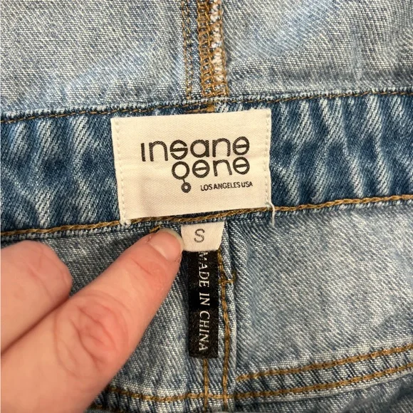 Insane Gene Jean Shorts Overalls Size Small - Picture 5 of 16